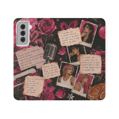 Lyric Flip Case | Dark Romantic Aesthetic Phone Case | Music-Inspired Folio Wallet Case