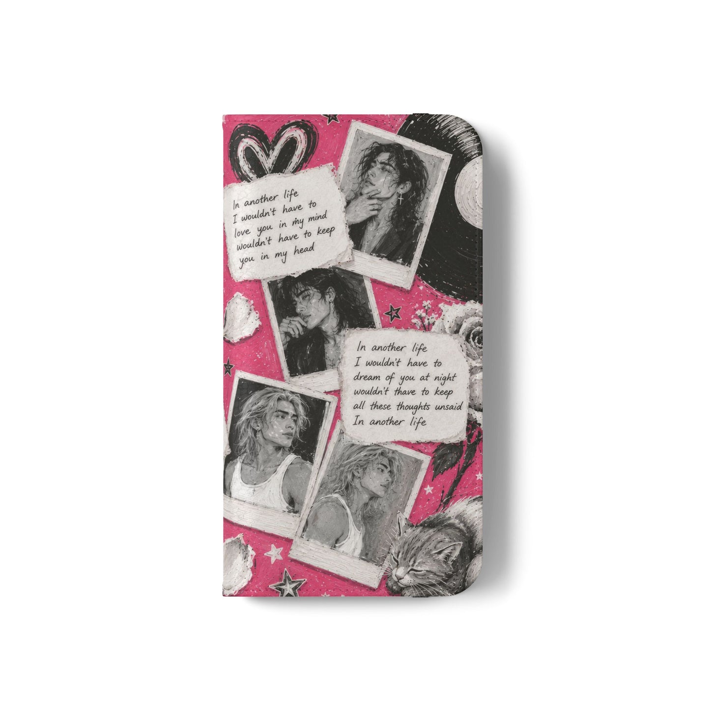 Lyric Flip Case | Bright Pink Romantic Aesthetic Phone Case | Music-Inspired Folio Wallet Case