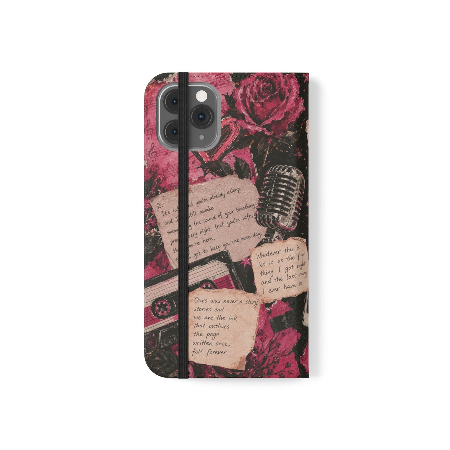Lyric Flip Case | Dark Romantic Aesthetic Phone Case | Music-Inspired Folio Wallet Case
