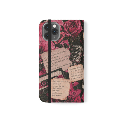 Lyric Flip Case | Dark Romantic Aesthetic Phone Case | Music-Inspired Folio Wallet Case