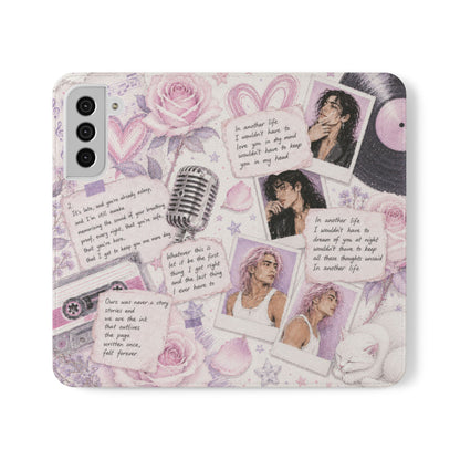 Lyric Flip Case | Light Pink and Lavender Romantic Aesthetic Phone Case | Music-Inspired Folio Wallet Case