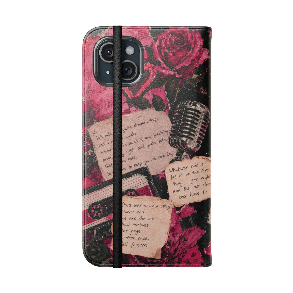 Lyric Flip Case | Dark Romantic Aesthetic Phone Case | Music-Inspired Folio Wallet Case