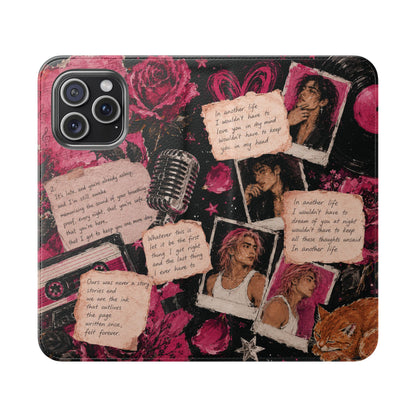 Lyric Flip Case | Dark Romantic Aesthetic Phone Case | Music-Inspired Folio Wallet Case