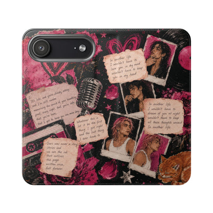 Lyric Flip Case | Dark Romantic Aesthetic Phone Case | Music-Inspired Folio Wallet Case