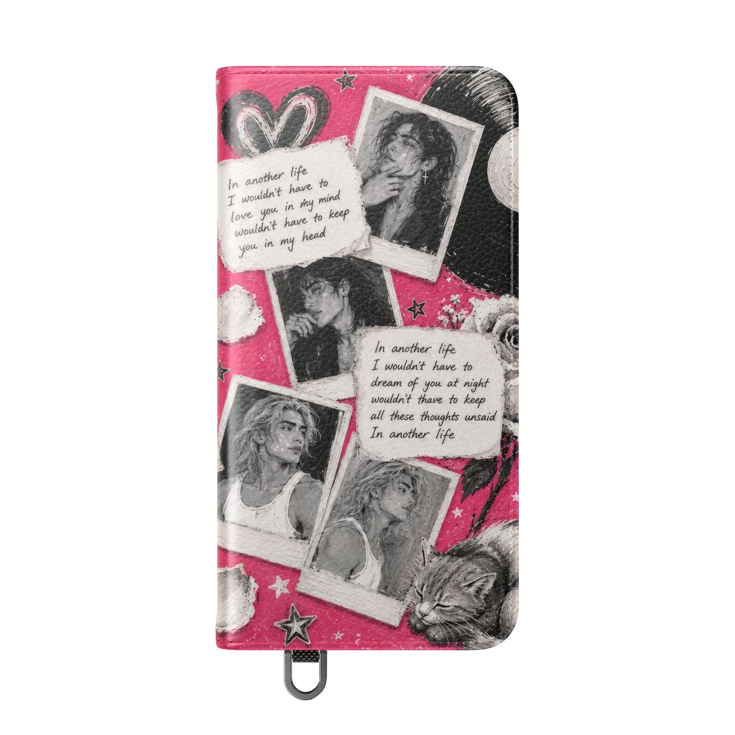Lyric Flip Case | Bright Pink Romantic Aesthetic Phone Case | Music-Inspired Folio Wallet Case
