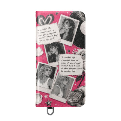 Lyric Flip Case | Bright Pink Romantic Aesthetic Phone Case | Music-Inspired Folio Wallet Case