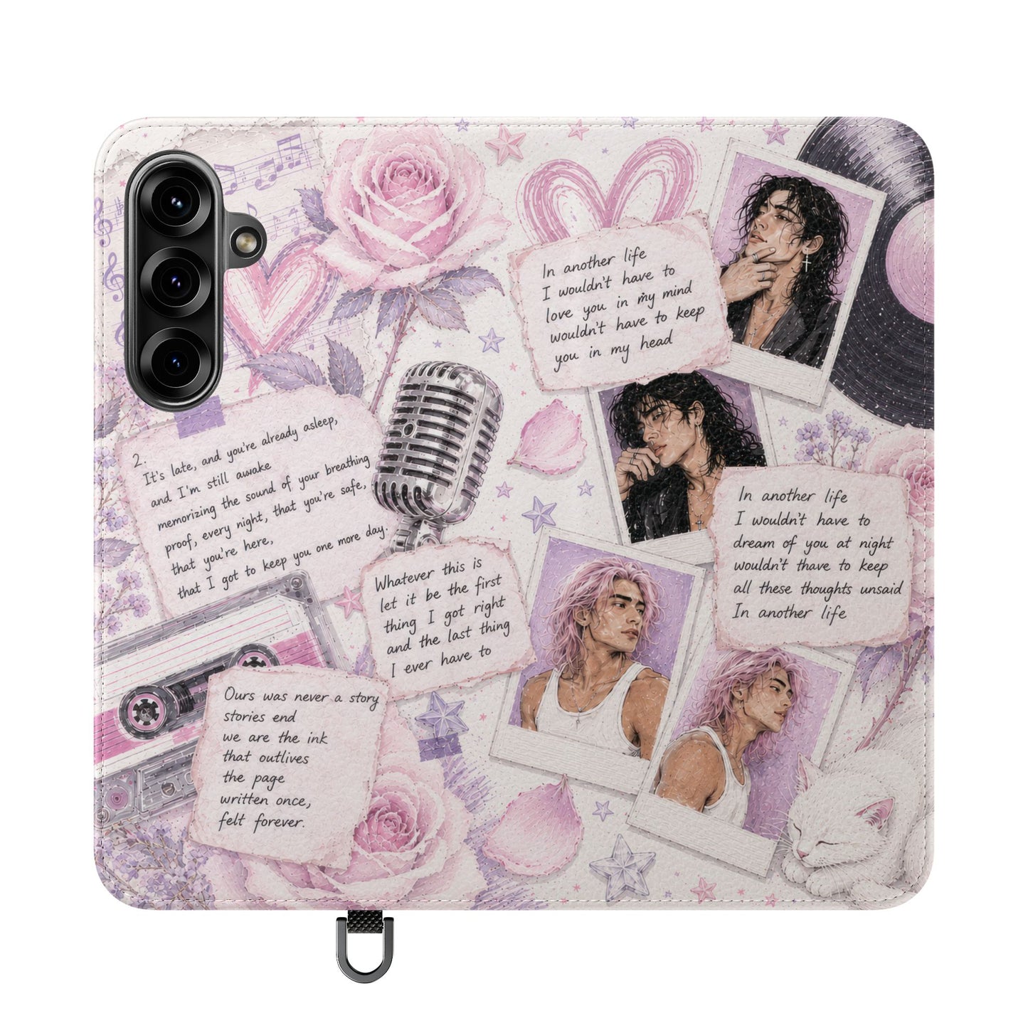 Lyric Flip Case | Light Pink and Lavender Romantic Aesthetic Phone Case | Music-Inspired Folio Wallet Case