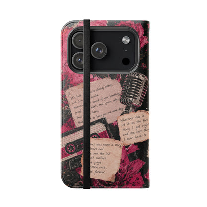 Lyric Flip Case | Dark Romantic Aesthetic Phone Case | Music-Inspired Folio Wallet Case