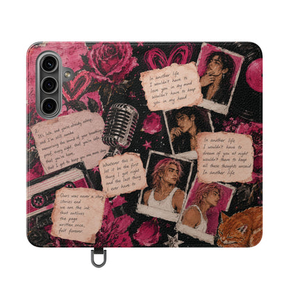 Lyric Flip Case | Dark Romantic Aesthetic Phone Case | Music-Inspired Folio Wallet Case