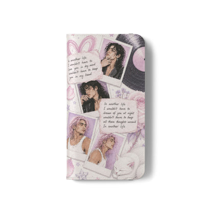 Lyric Flip Case | Light Pink and Lavender Romantic Aesthetic Phone Case | Music-Inspired Folio Wallet Case