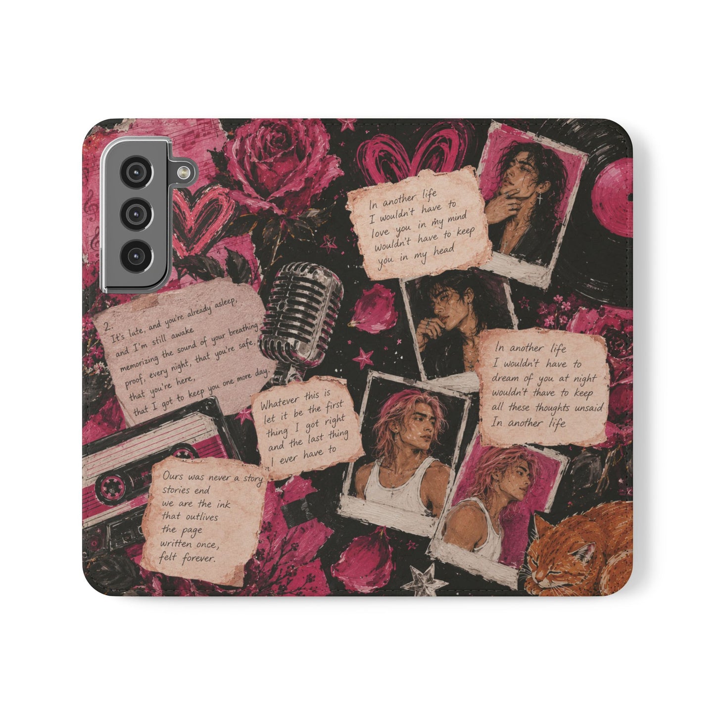Lyric Flip Case | Dark Romantic Aesthetic Phone Case | Music-Inspired Folio Wallet Case