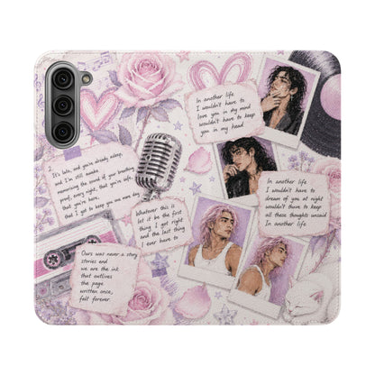 Lyric Flip Case | Light Pink and Lavender Romantic Aesthetic Phone Case | Music-Inspired Folio Wallet Case