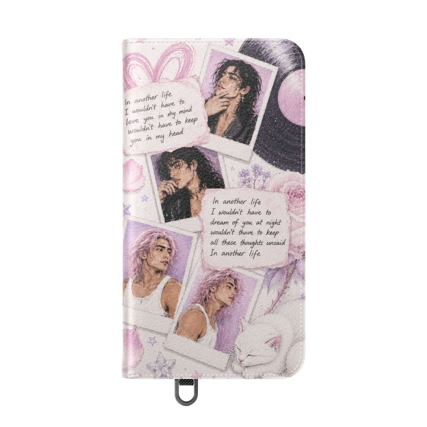 Lyric Flip Case | Light Pink and Lavender Romantic Aesthetic Phone Case | Music-Inspired Folio Wallet Case
