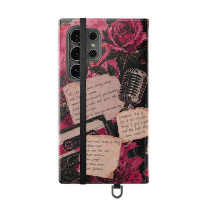 Lyric Flip Case | Dark Romantic Aesthetic Phone Case | Music-Inspired Folio Wallet Case