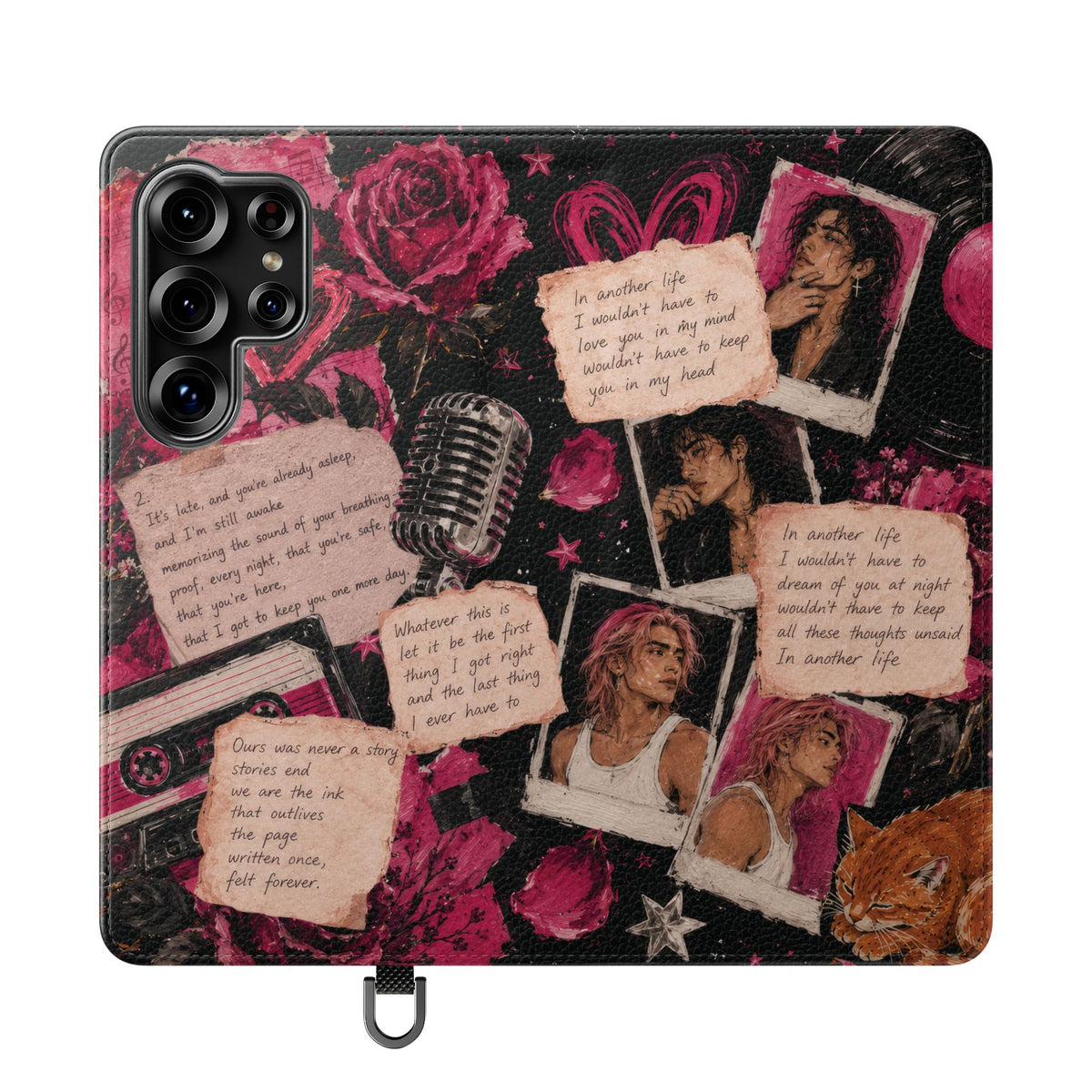 Lyric Flip Case | Dark Romantic Aesthetic Phone Case | Music-Inspired Folio Wallet Case