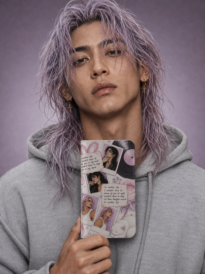 Lyric Flip Case | Light Pink and Lavender Romantic Aesthetic Phone Case | Music-Inspired Folio Wallet Case