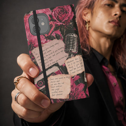 Lyric Flip Case | Dark Romantic Aesthetic Phone Case | Music-Inspired Folio Wallet Case