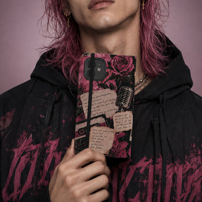 Lyric Flip Case | Dark Romantic Aesthetic Phone Case | Music-Inspired Folio Wallet Case